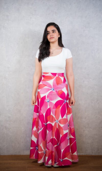 Satin Floral Skirt