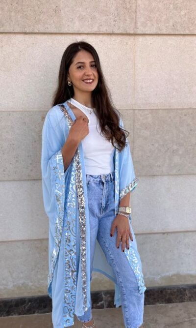 Baby Blue x Silver Payette Kaftan