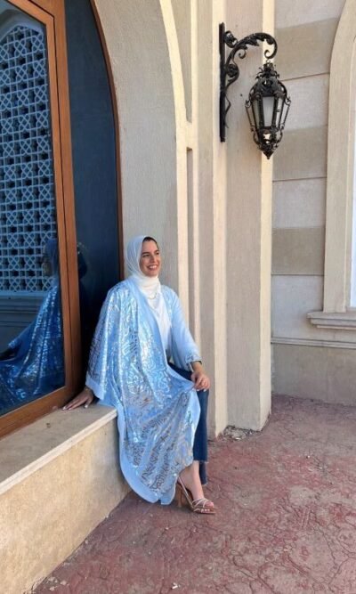 Baby Blue x Silver Half & Half Kaftan