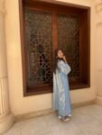 Baby Blue Arabic Calligraphy Kaftan