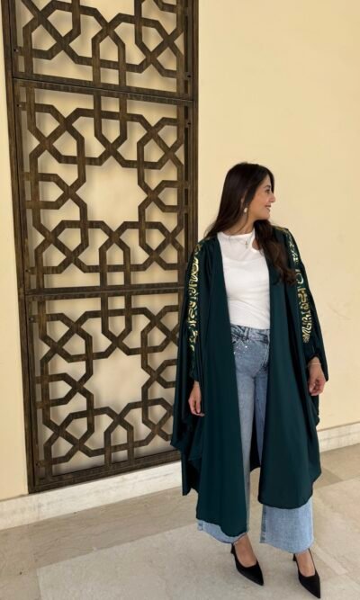 Butterfly Satin Emerald Kaftan